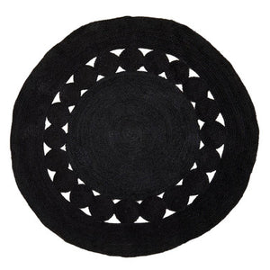 Bosie Round Black Jute Woven Rug | Demir