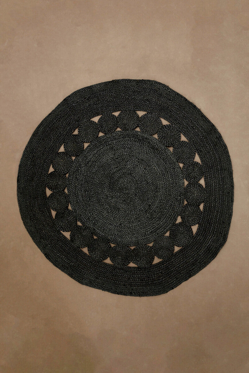 Bosie Demir Round Black Jute Rug