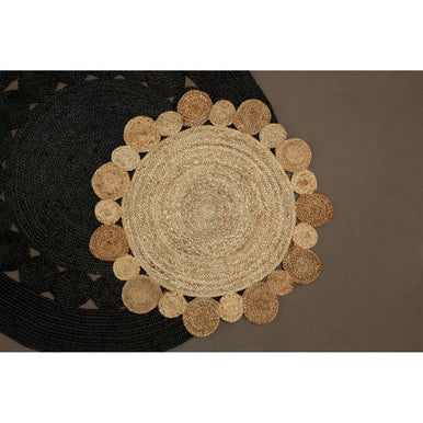 Bosie Demir Round Black Jute Woven Rug