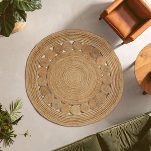 Bosie Round Natural Jute Rug | Demir