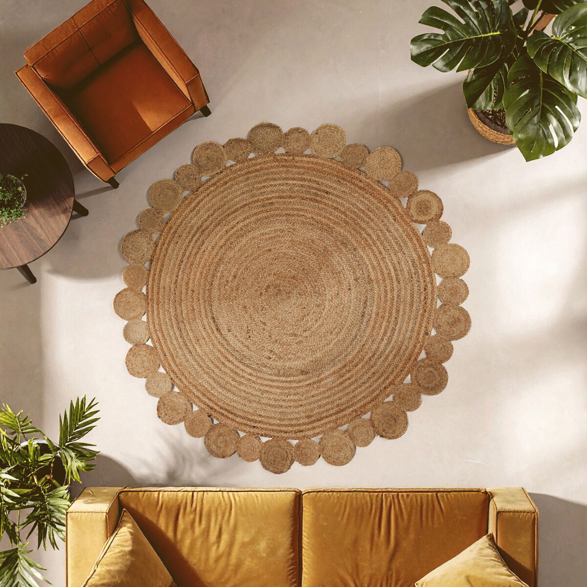 Bosie Demir Round Jute Rug with Circular Edges