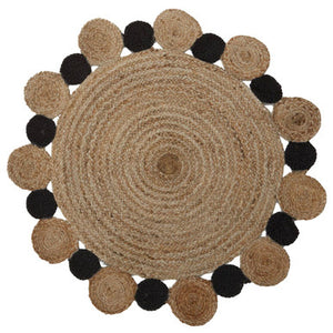 Bosie Demir Small Round Natural and Black Jute Rug