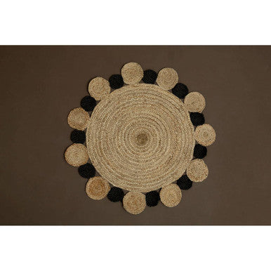 Bosie Demir Small Round Natural and Black Jute Rug
