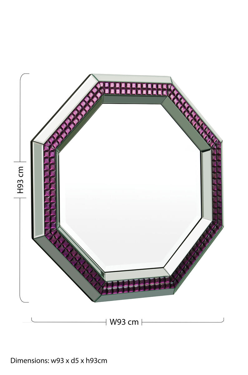 Carlotta Purple and Mirrored Glass Octagonal Wall Mirror