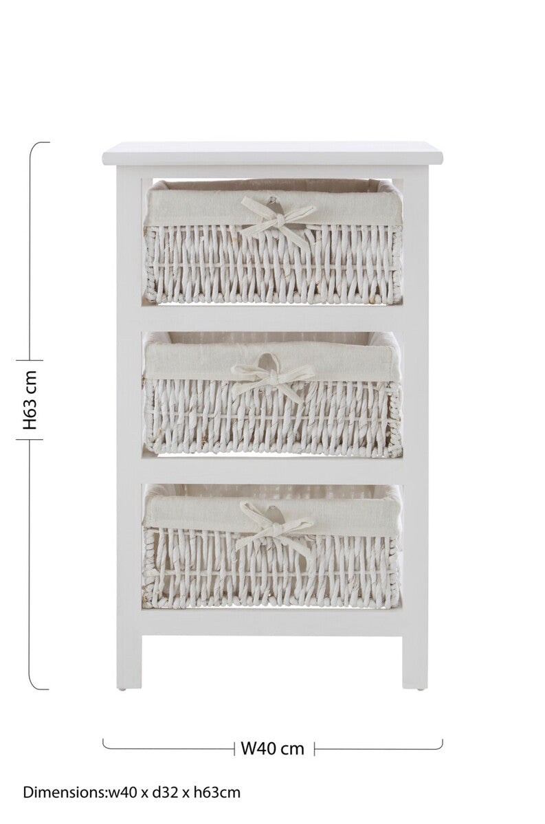 3 Maize Baskets White Storage Unit