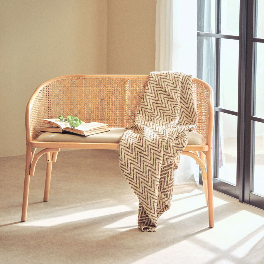 Bosie Beige Woven Chevron Throw