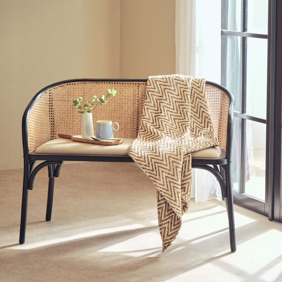 Bosie Beige Woven Chevron Throw