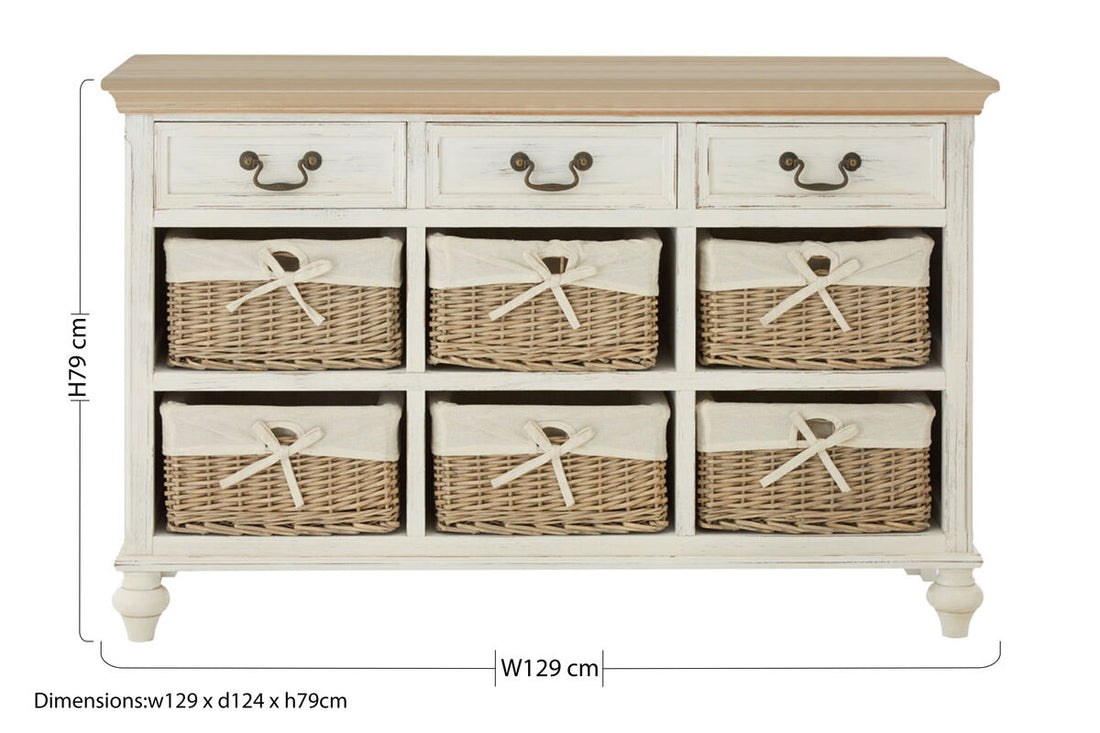 Hendra Storage Cabinet With 6 Willow Baskets