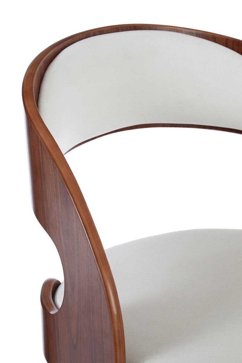 Parkar White Leather Effect Chair with Curved Back - image 6