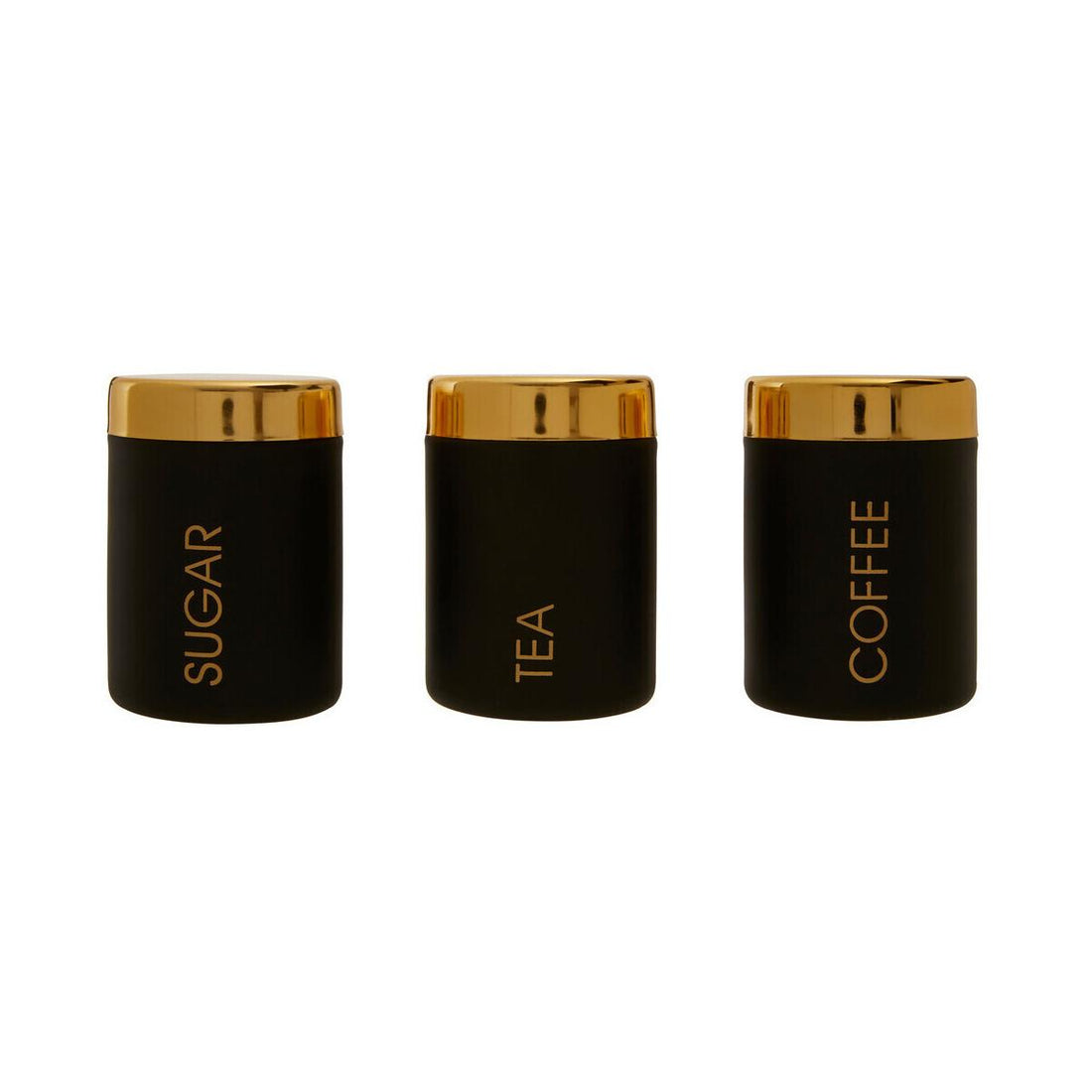 Liberty Set Of 3 Black Enamel Tea Coffee And Sugar Canisters