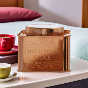 Square Copper Finish Cake Canister | Chai