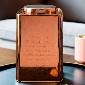 Square Copper Finish Cookies Canister | Chai