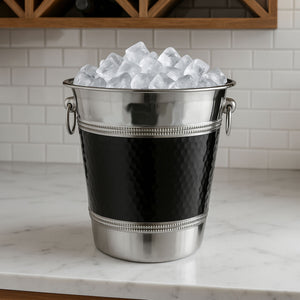 Stainless Steel with Black Band Champagne Bucket | Mixology