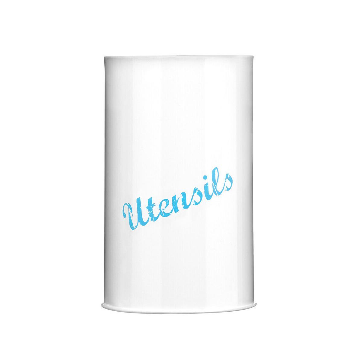 White and Blue Utensil Canister