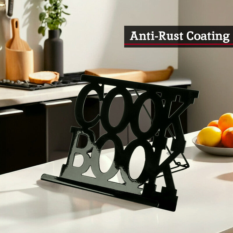 Black dish rack on a kitchen counter with &