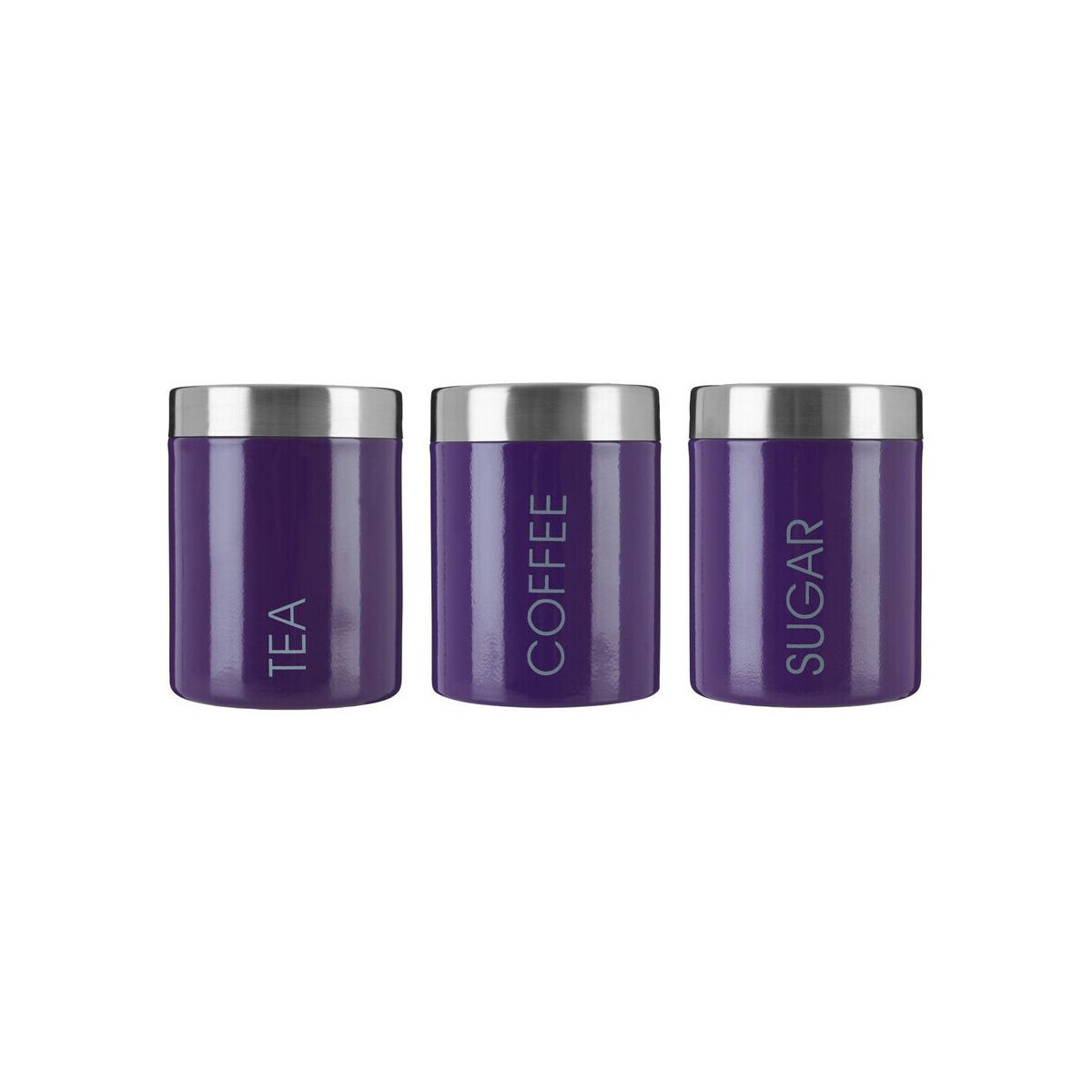 Purple Enamel Tea Coffee and Sugar Set