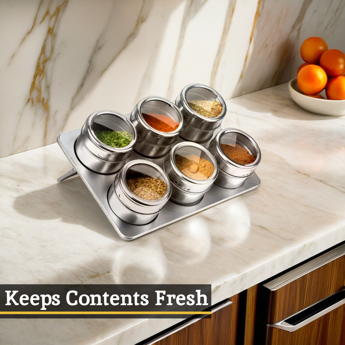 Spice Jars Magnetic Tray With Oblong Tray