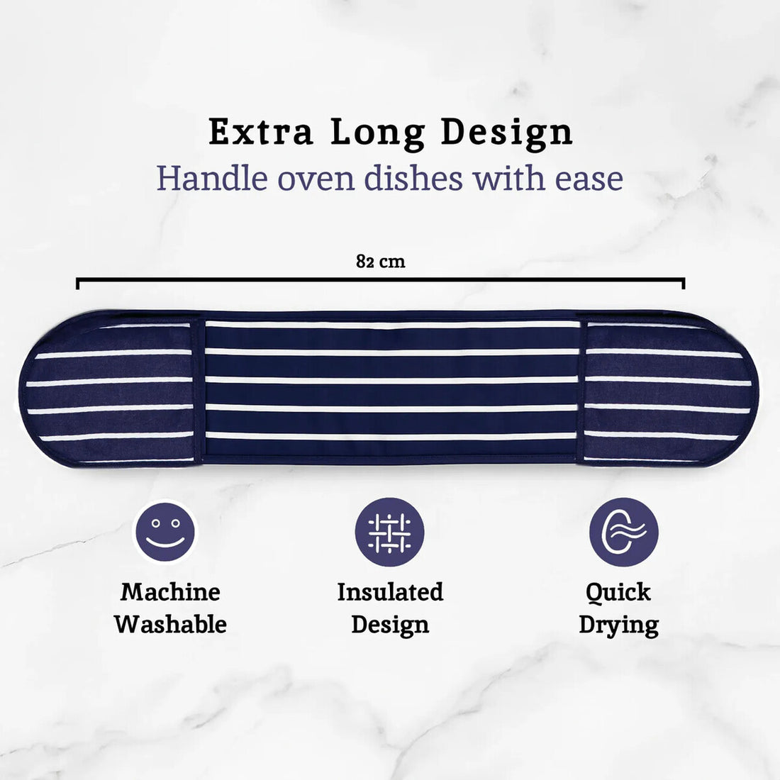 Navy Butcher Stripe Double Oven Glove