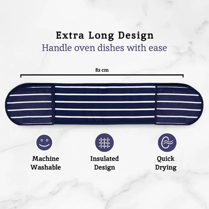 Navy Double Oven Glove | Butcher Stripe