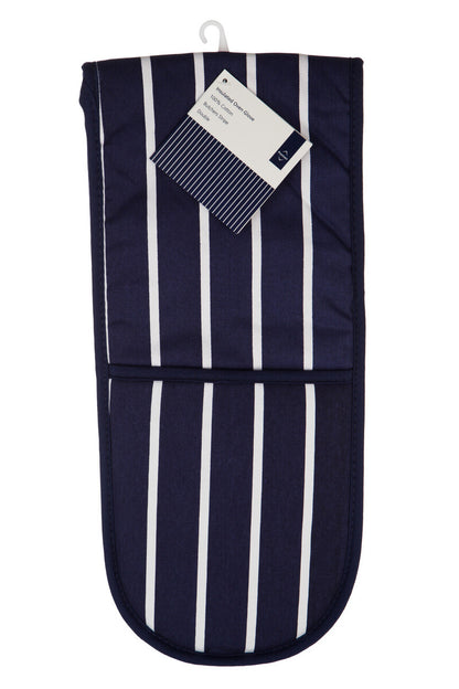 Navy Double Oven Glove | Butcher Stripe