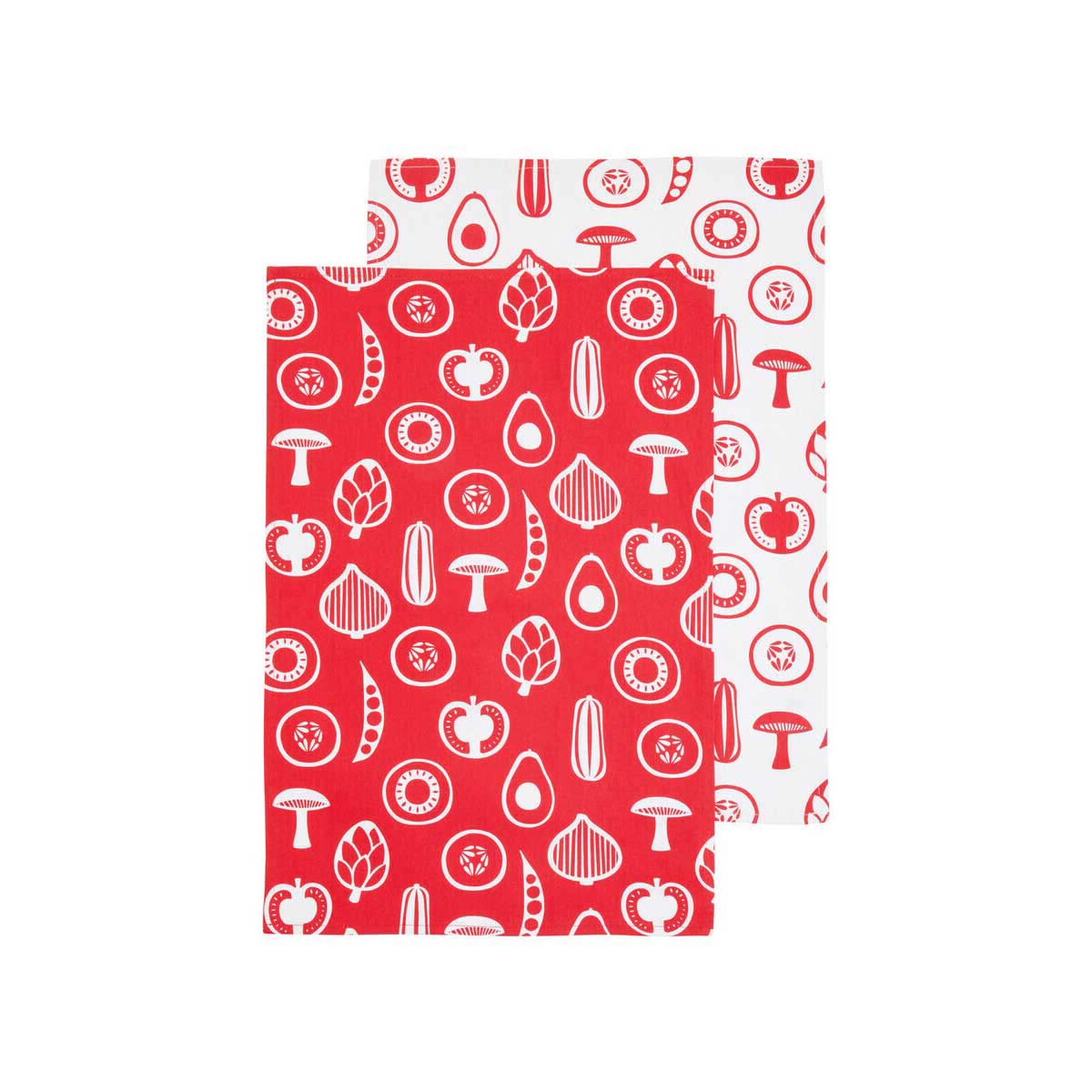 Set Of Three Besa Red Tea Towels