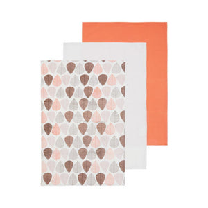 Set of Three Tea Towels | Orange Leaf