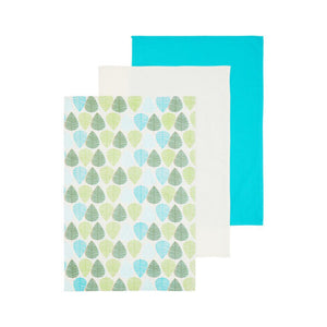 Set of Three Tea Towels | Green Leaf