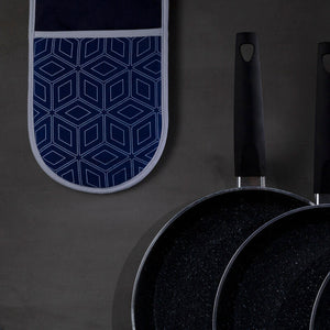 White Blue Double Oven Glove | Modern Retro