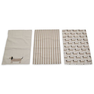 Set of Three Tea Towels | Sausage Dog
