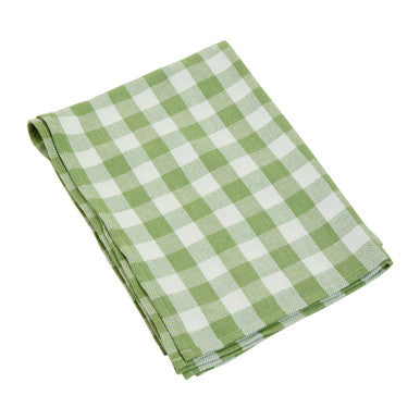 Green and white checkered cloth on a white background