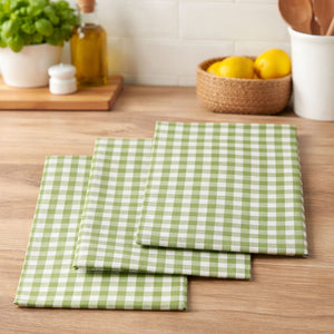 Set of Three Green and White Tea Towels | Doro