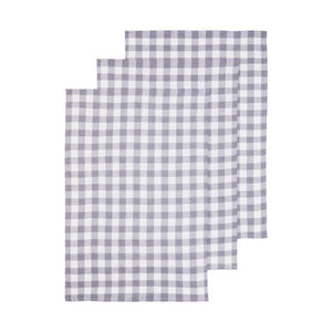 Doro Set Of Three Grey And White Cotton Tea Towels