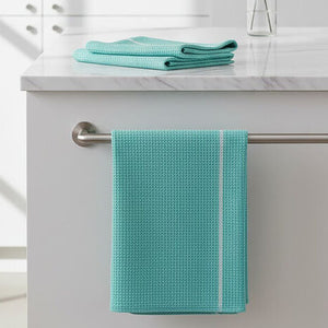 Set of 3 Green and White Waffle Tea Towels | Doro