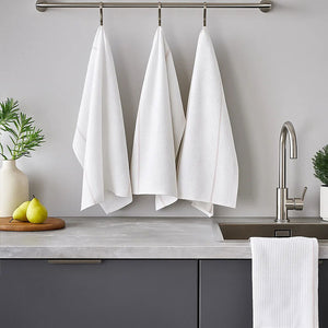 Set of 3 White and Almond Waffle Tea Towels | Doro