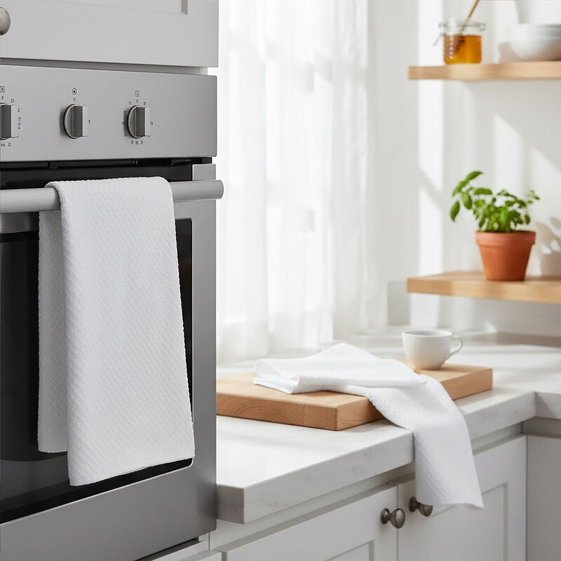 Doro Set Of Three White Terry Tea Towels