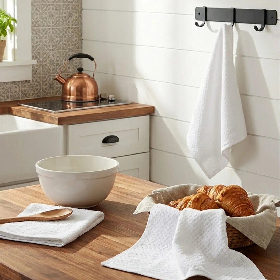 Doro Set Of 3 White Terry Tea Towels