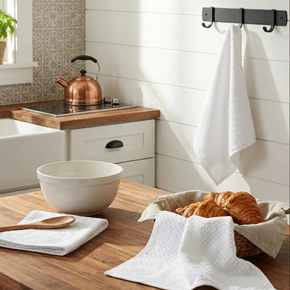 Set of 3 White Terry Tea Towels | Doro