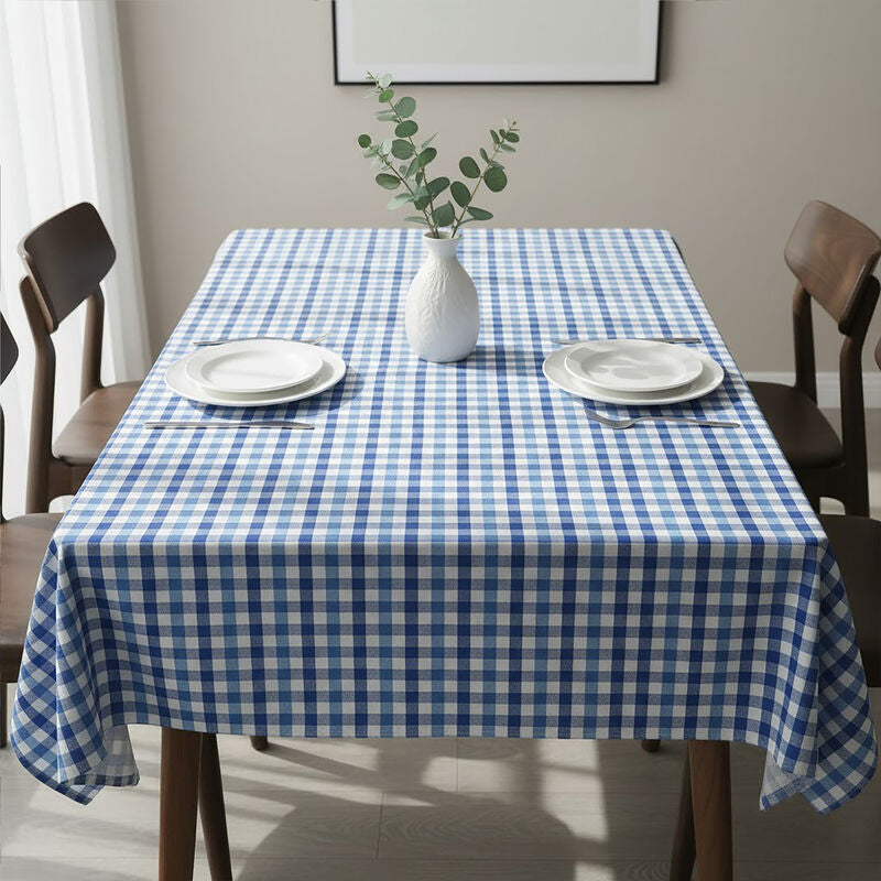 Thread and Loom Blue Check Tablecloth