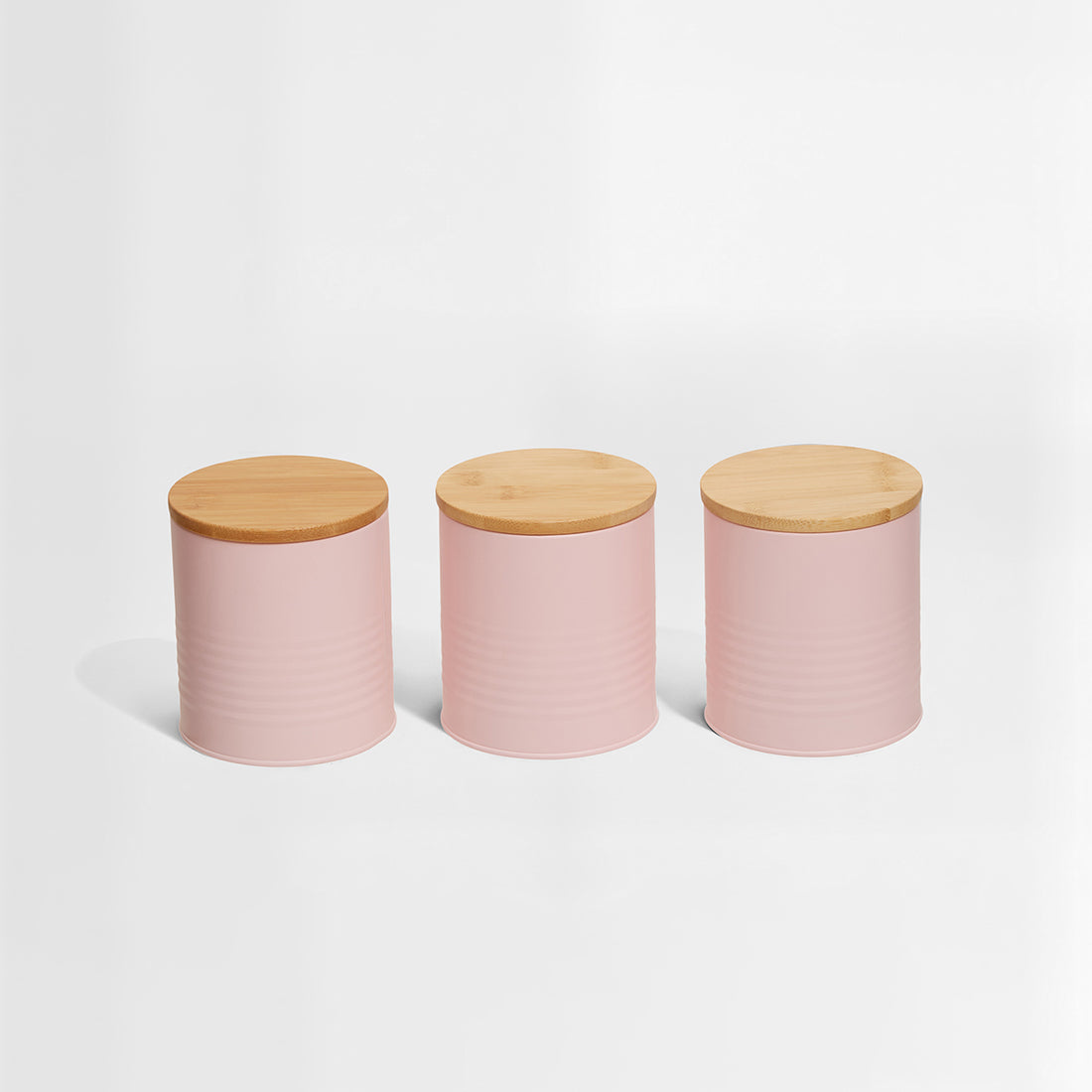 Set Of Three Alton Pink Cannisters