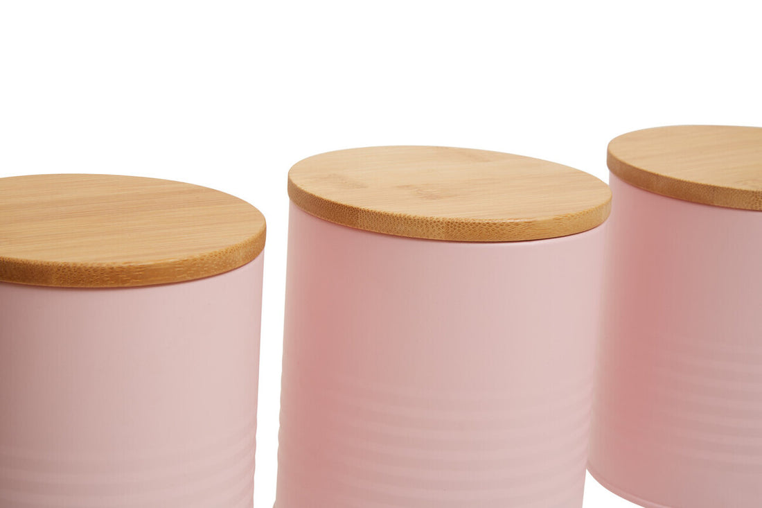 Set Of Three Alton Pink Cannisters