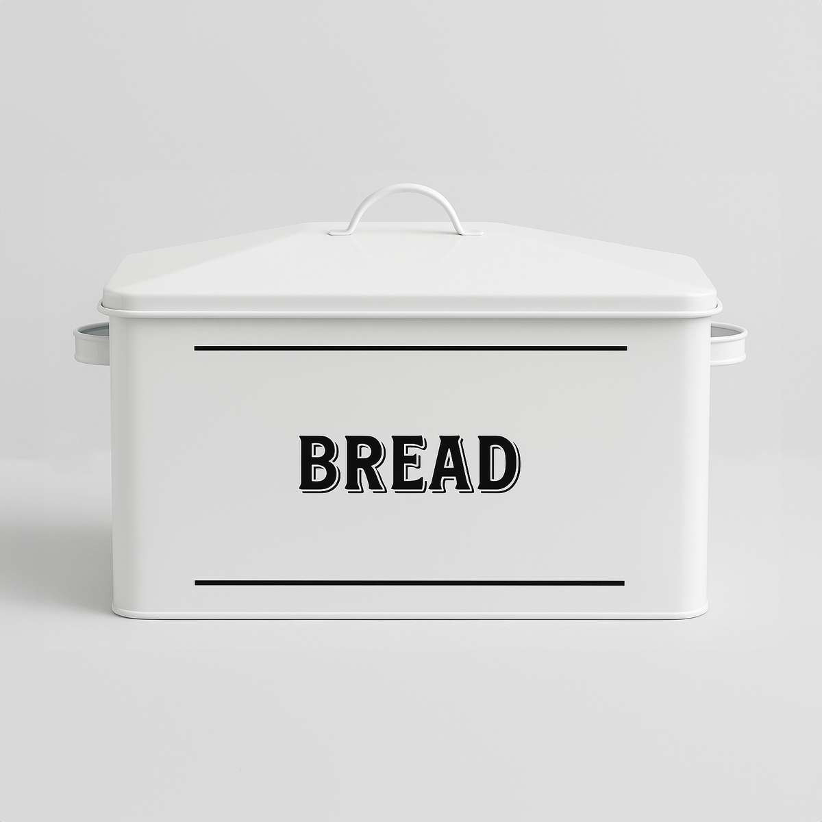 Grocer White Metal Bread Bin