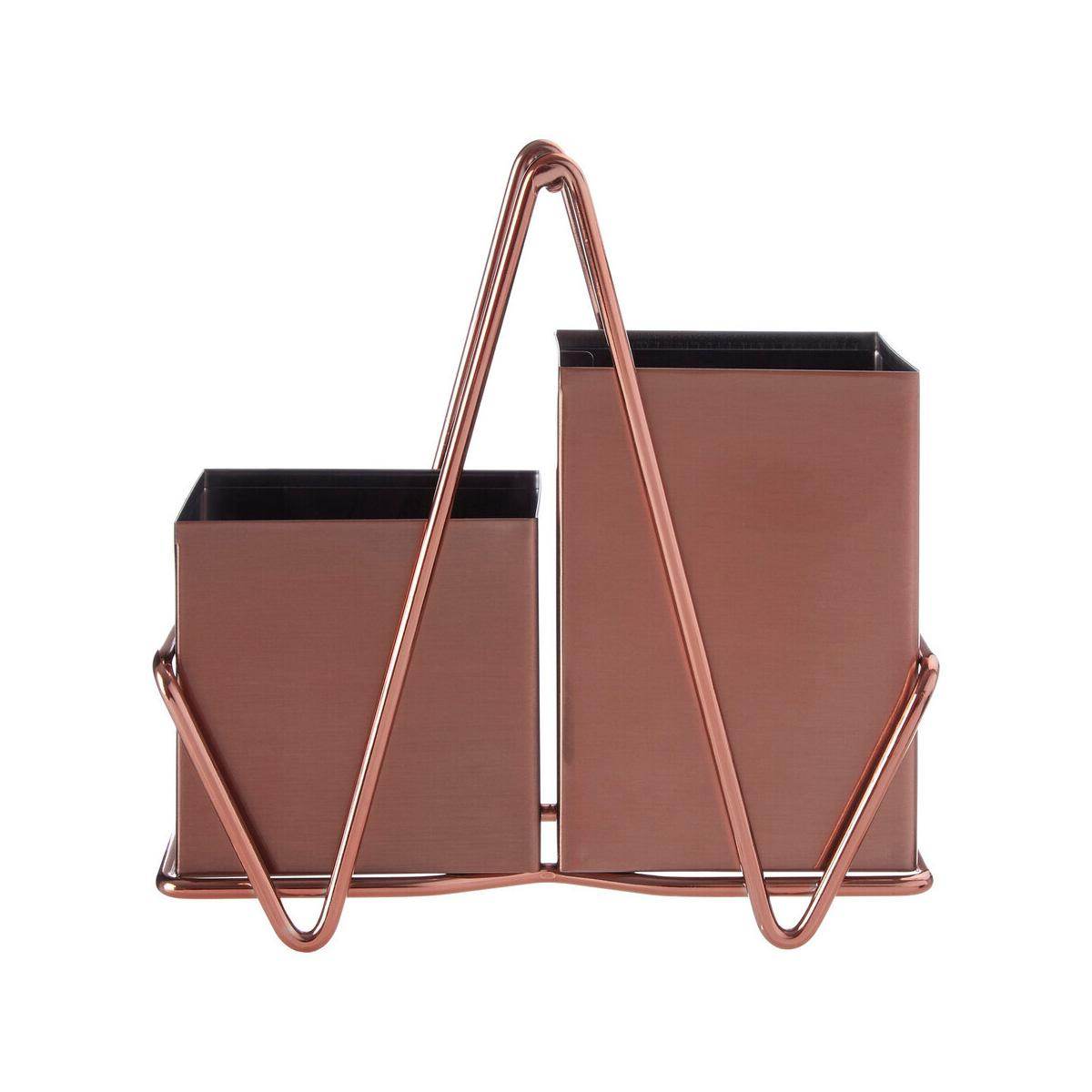 2 Compartment Rose Gold Cutlery Caddy - Orsina