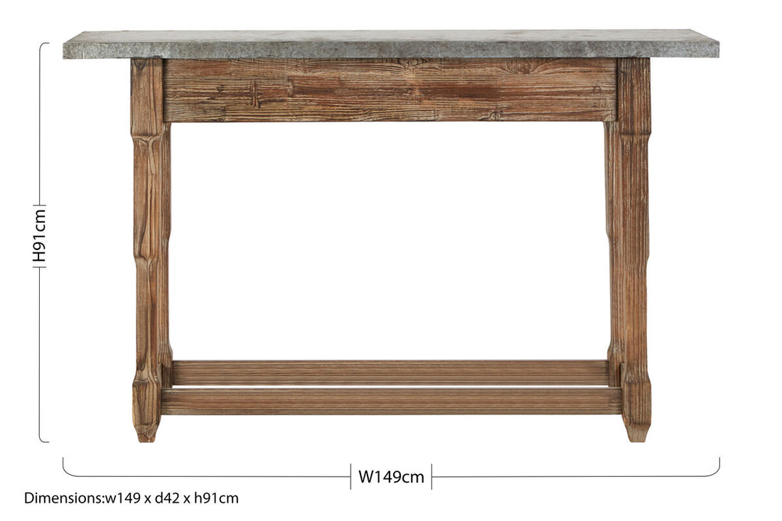 Elementary Antique Wood Finish Console Table