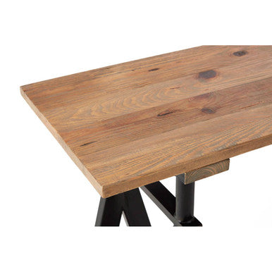 Natural Pine Wood Top Console Table with Black Metal Frame, Hampstead