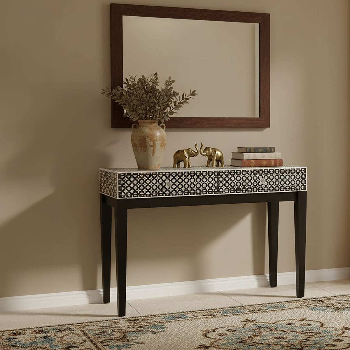 Boho Mother Of Pearl Console Table