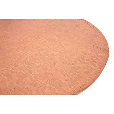 Boho Copper Finish Carved Metal Top Side Table