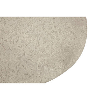 Boho White Finish Carved Metal Top Side Table