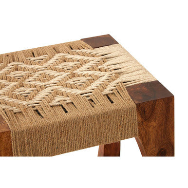 Boho Sheesham Wood And Jute Boho Stool