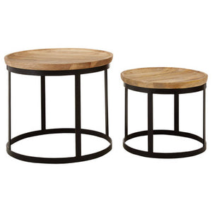 Boho Set Of Two Mango Wood Nesting Tables