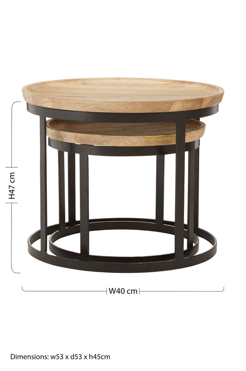 Boho Set Of Two Mango Wood Nesting Tables - Image 6